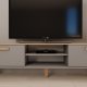 KOCOT Denver TV-Ständer, mit 2 Türen und 1 Regal -   Chinchillagrau und natürliche Hickory-Spanplatte (160 x 47,2)