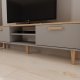 KOCOT Denver TV-Ständer, mit 2 Türen und 1 Regal -   Chinchillagrau und natürliche Hickory-Spanplatte (160 x 47,2)