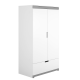 Tomi garderobe for barn, m. 2 drer, 1 hengestang og 1 skuff - hvit laminat og MDF