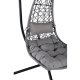 VENTURE DESIGN Edinburgh Hängesessel, mit Kissen – graues Polyester und Polyrattan, schwarzes Aluminium