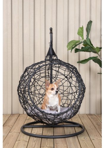 VENTURE DESIGN Lexi hengestol, mini - gr polyester, sort polyrattan og aluminium