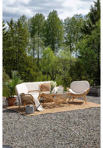 VENTURE DESIGN Moana Trdgrdsbord, med Hylla - Glas och Naturlig Bambu (95 x 60,5 cm)