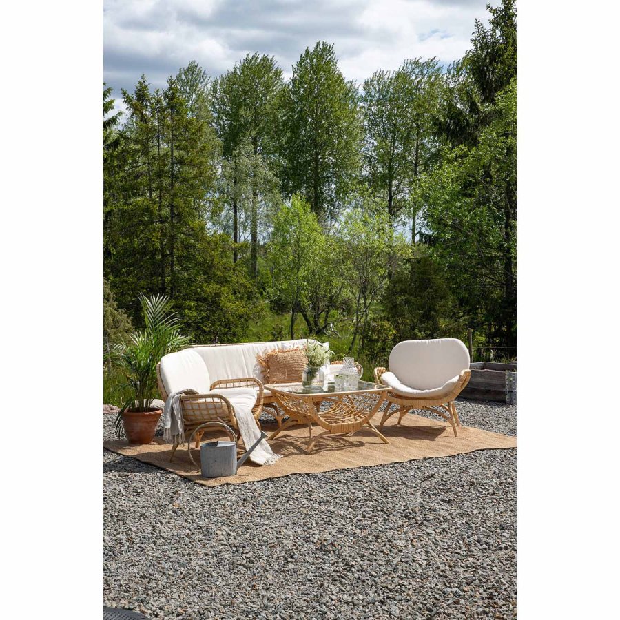 VENTURE DESIGN Moana Trdgrdsbord, med Hylla - Glas och Naturlig Bambu (95 x 60,5 cm)