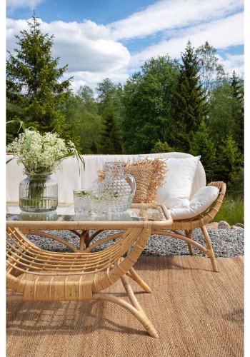 VENTURE DESIGN Moana Trdgrdsbord, med Hylla - Glas och Naturlig Bambu (95 x 60,5 cm)