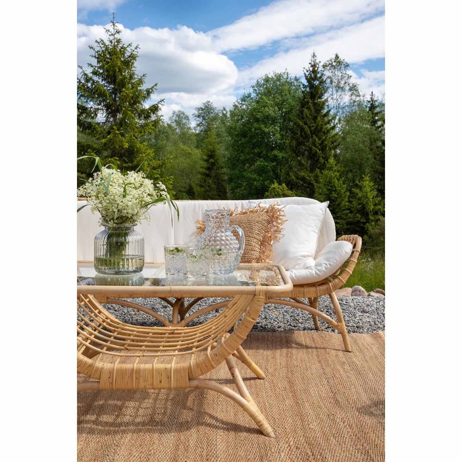 VENTURE DESIGN Moana Trdgrdsbord, med Hylla - Glas och Naturlig Bambu (95 x 60,5 cm)
