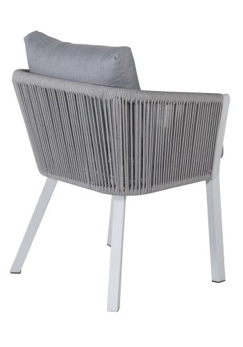 VENTURE DESIGN Virya hagestol, med armlener og puter - grtt stoff, grtt tau, hvit aluminium