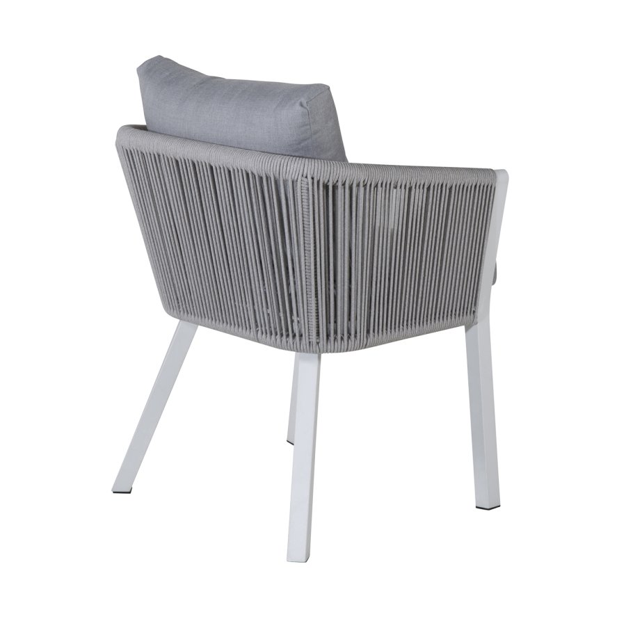 VENTURE DESIGN Virya hagestol, med armlener og puter - grtt stoff, grtt tau, hvit aluminium