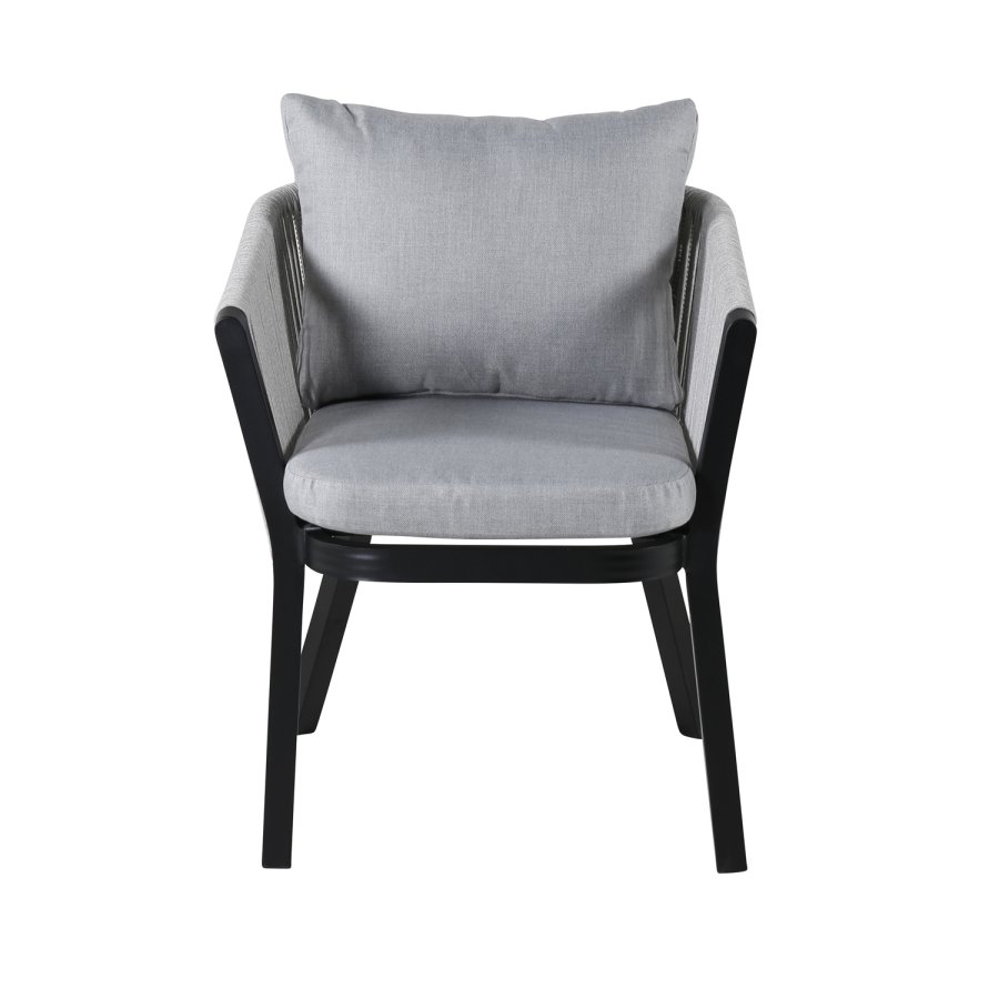 VENTURE DESIGN Virya hagestol, med armlener og puter - grtt stoff, grtt tau, svart aluminium