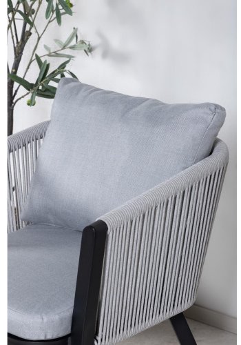 VENTURE DESIGN Virya hagestol, med armlener og puter - grtt stoff, grtt tau, svart aluminium