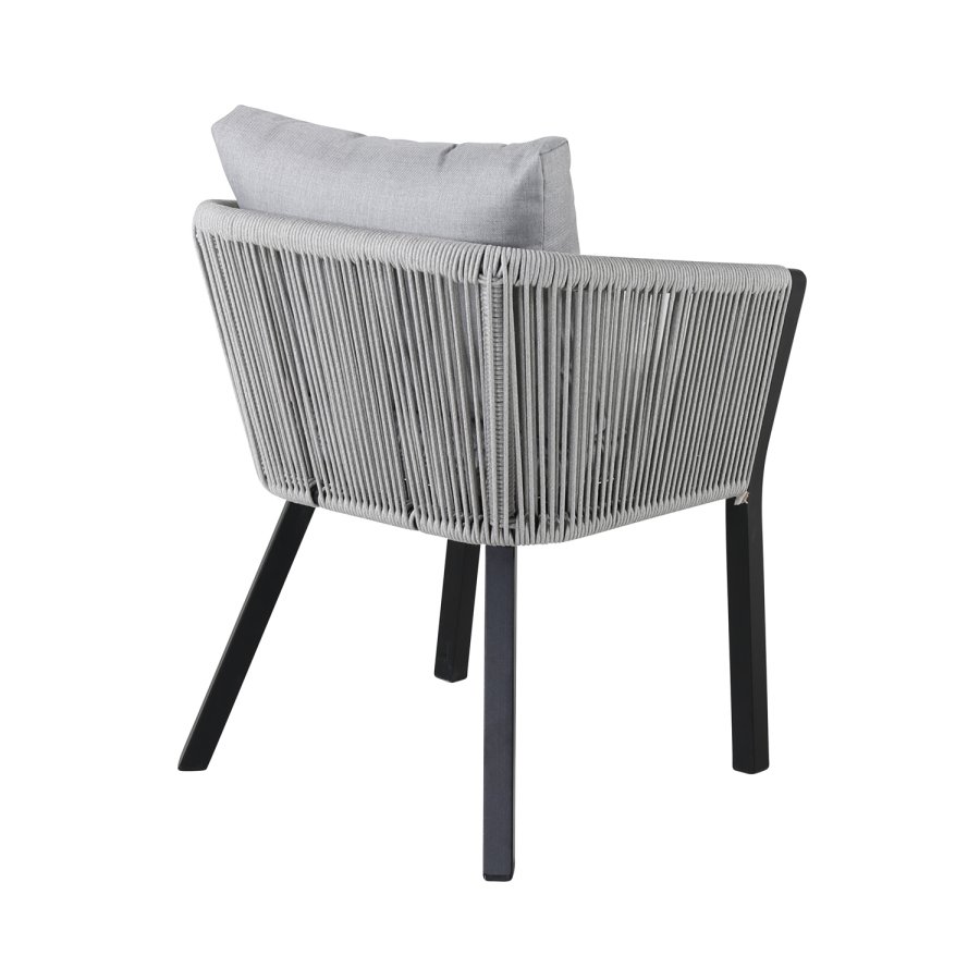 VENTURE DESIGN Virya hagestol, med armlener og puter - grtt stoff, grtt tau, svart aluminium