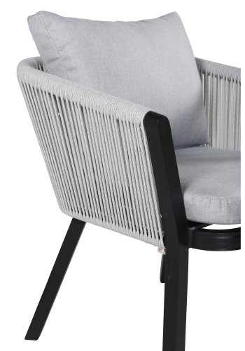 VENTURE DESIGN Virya hagestol, med armlener og puter - grtt stoff, grtt tau, svart aluminium