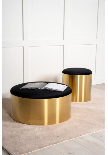 VENTURE DESIGN puff - svart velour og messingmetall (75)