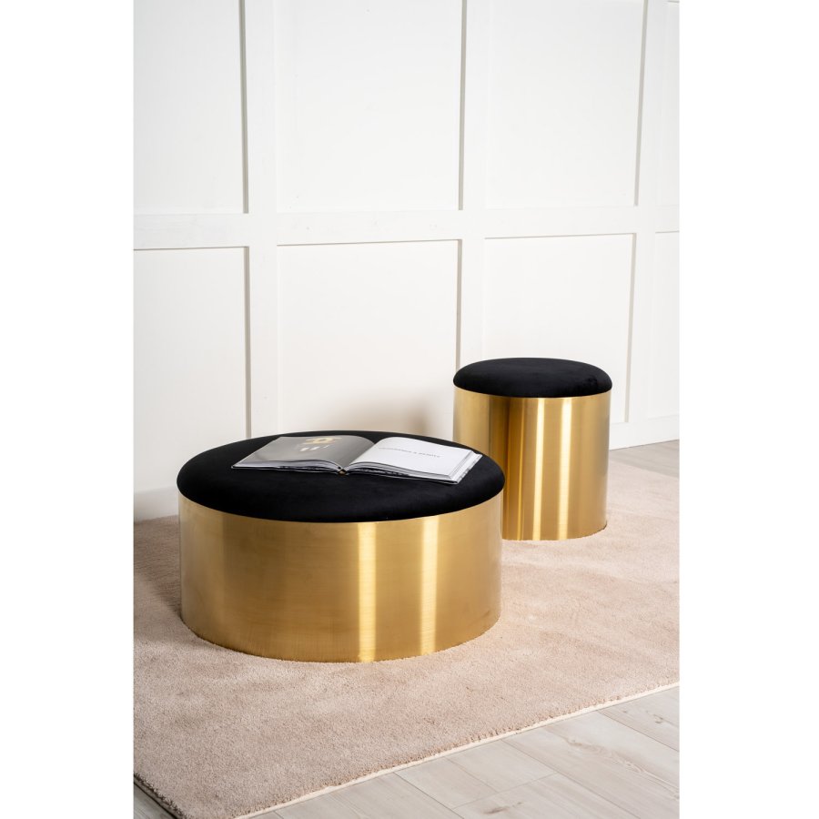VENTURE DESIGN DESIGN-Pouf – schwarzer Samt und Messingmetall (45)