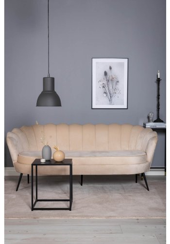 VENTURE DESIGN Calais 3-sits Soffa - Beige Velour och Svart Metall