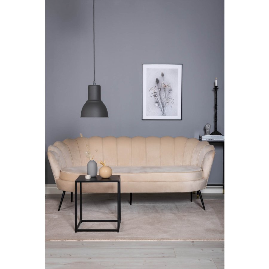 VENTURE DESIGN Calais 3-sits Soffa - Beige Velour och Svart Metall