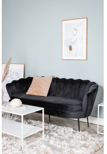 VENTURE DESIGN Calais 3-seters sofa - sort velour og sort metall