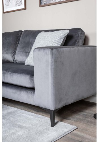 VENTURE DESIGN Bolero 3-seters sofa - mrkegr velur og sort metall