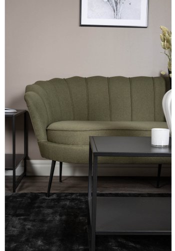 VENTURE DESIGN Calais 3-seters sofa - grnn polyester og sort metall