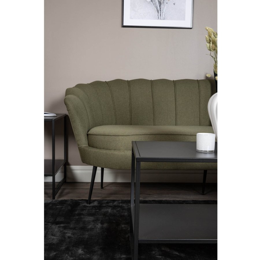 VENTURE DESIGN Calais 3-seters sofa - grnn polyester og sort metall