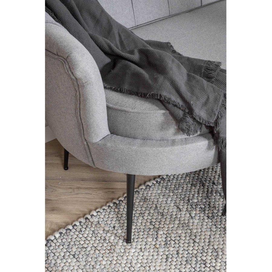 VENTURE DESIGN Calais 3-seters sofa - gr polyester og sort metall