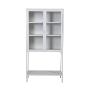 VENTURE DESIGN Högt Brett Skp, med 2 Luckor och 3 Hyllplan - Glas och Vitt Stl