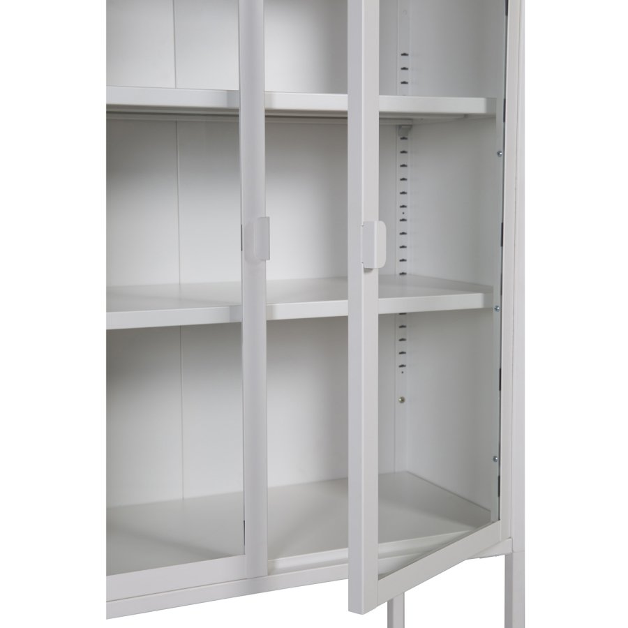 VENTURE DESIGN High Wide skap, m. 2 drer og 3 hyller - glass og hvitt stl