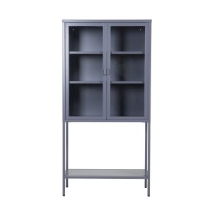 VENTURE DESIGN Högt Brett Skp, med 2 Luckor och 3 Hyllplan - Glas och Grtt Stl