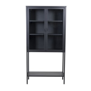 VENTURE DESIGN Högt Brett Skp, med 2 Luckor och 3 Hyllplan - Glas och Svart Stl