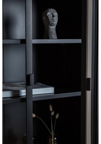VENTURE DESIGN High Wide skab, m. 2 lger og 3 hylder - glas og sort stl
