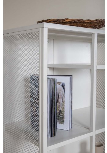 VENTURE DESIGN Lavt skap, m. 2 nettingdrer og 2 hyller - hvitt stl