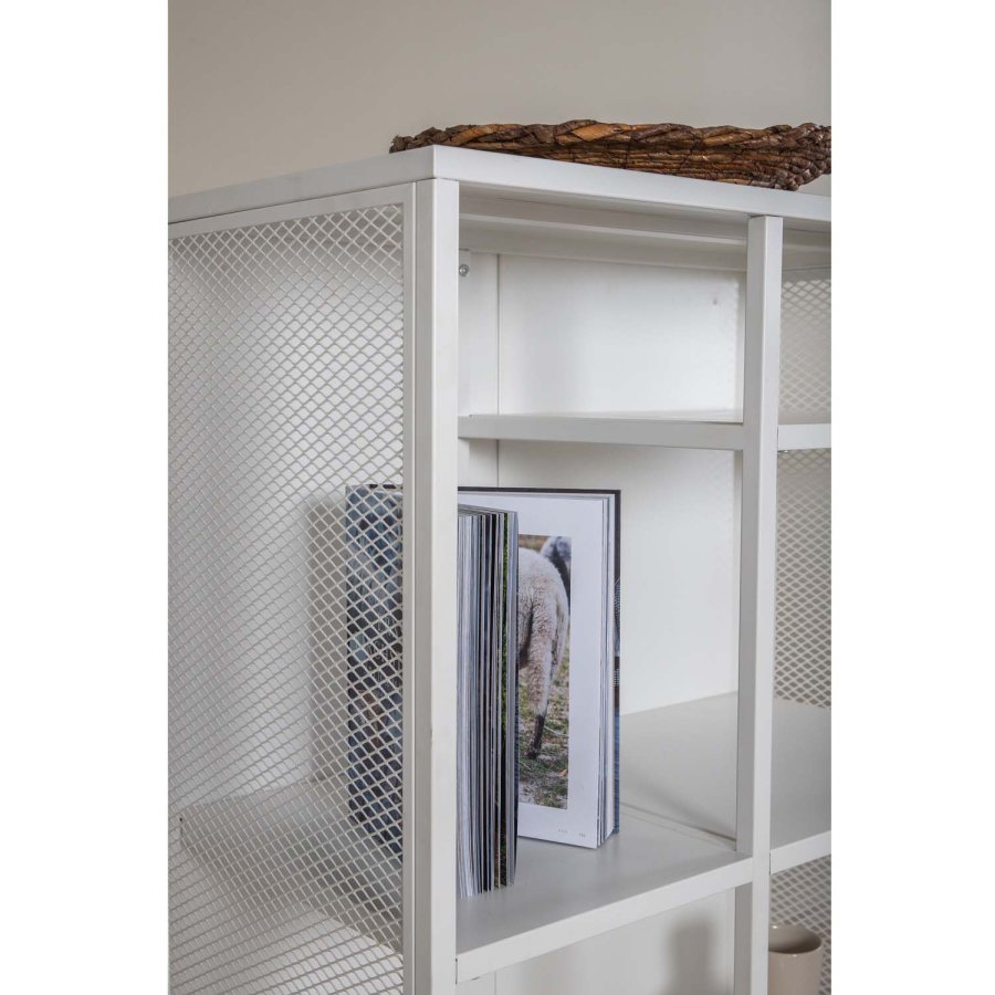 VENTURE DESIGN Lavt skap, m. 2 nettingdrer og 2 hyller - hvitt stl