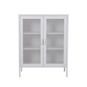 VENTURE DESIGN Low skp, med 2 nätdörrar och 2 hyllplan - vitt stl