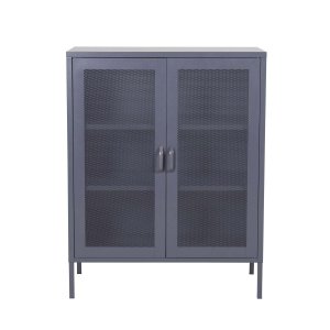 VENTURE DESIGN Low skp, med 2 nätdörrar och 2 hyllplan - grtt stl