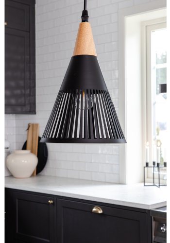 VENTURE DESIGN Gruid Deckenleuchte - Naturholz und schwarzes Eisen