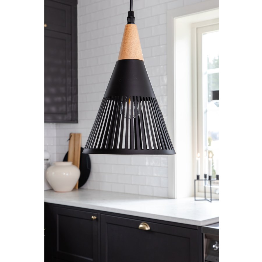 VENTURE DESIGN Gruid Deckenleuchte - Naturholz und schwarzes Eisen