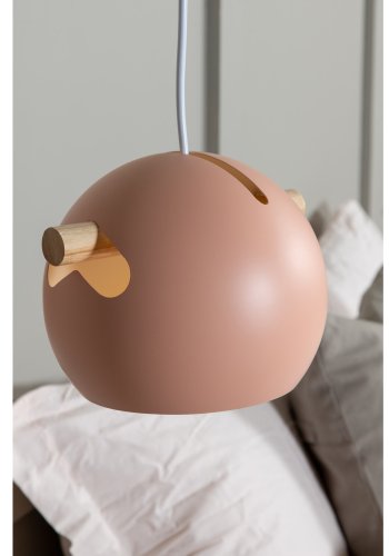 VENTURE DESIGN Tubbie taklampe - naturlig tre og rosa jern