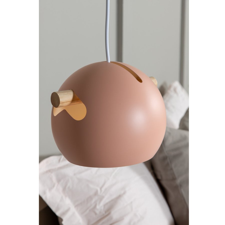 VENTURE DESIGN Tubbie taklampe - naturlig tre og rosa jern