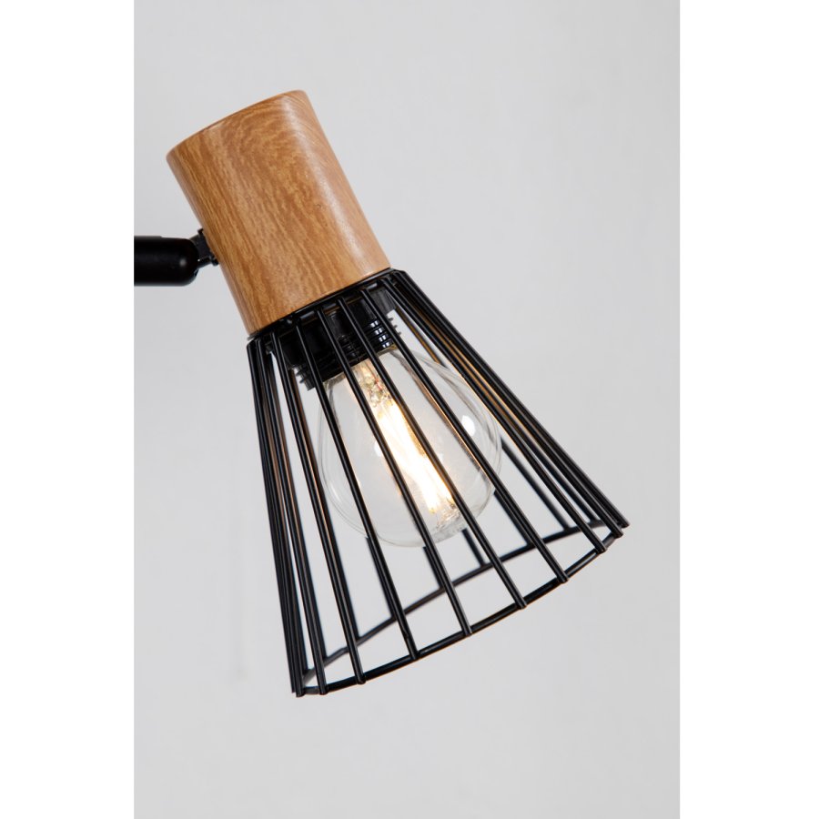 VENTURE DESIGN Atticus gulvlampe - naturlig tre og svart jern