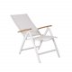 VENTURE DESIGN Panama Light 5 pos. hagestol, med armlener - hvit tekstilene og aluminium, naturlig teak