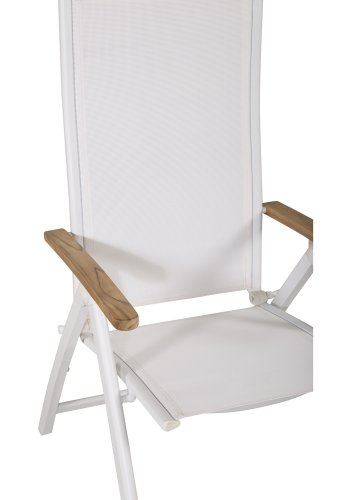 VENTURE DESIGN Panama Light 5 pos. hagestol, med armlener - hvit tekstilene og aluminium, naturlig teak