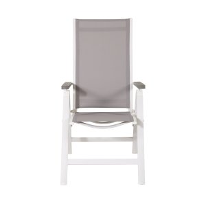 VENTURE DESIGN Albany Light 5 pos. havestol, m. armln - gr textilene og aintwood, hvid aluminium