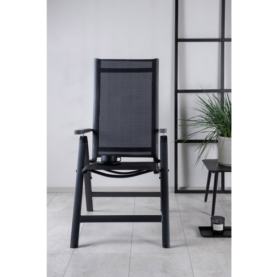 VENTURE DESIGN Albany Light 5-pos hagestol, med armlener - svart tekstilene og sort aluminium
