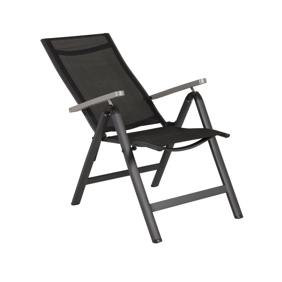 VENTURE DESIGN Albany Light 5-pos hagestol, med armlener - svart tekstilene og sort aluminium