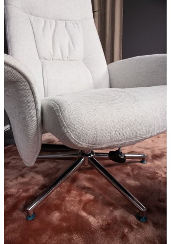 VENTURE DESIGN Rolf hvilestol, med fotskammel - gr polyester og krommetall