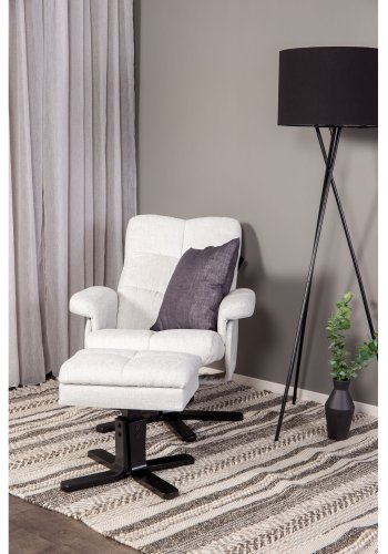 VENTURE DESIGN Sven hvilestol med fotskammel - grtt stoff og sort metall