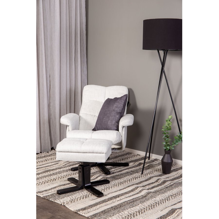 VENTURE DESIGN Sven hvilestol med fotskammel - grtt stoff og sort metall