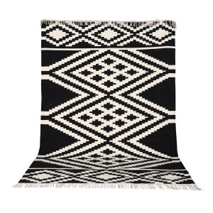 VENTURE DESIGN Indari teppe - hvit og svart ull og bomull (170x240) 