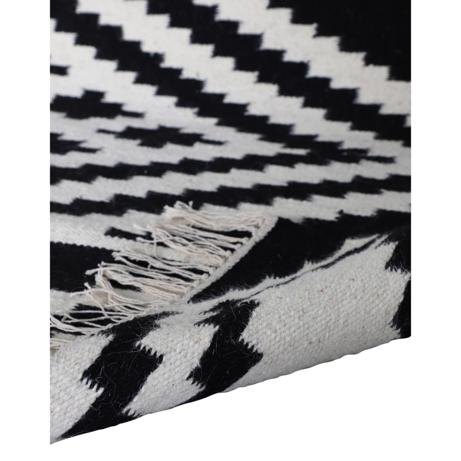VENTURE DESIGN Indari teppe - hvit og svart ull og bomull (170x240) 