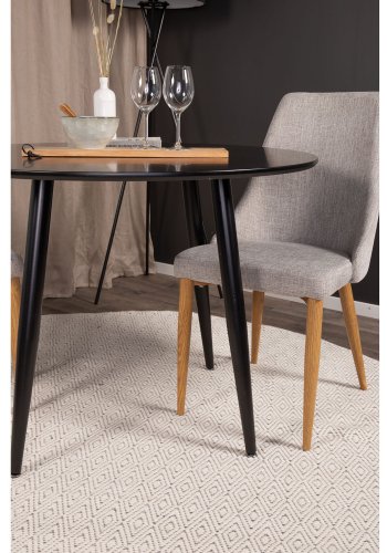 VENTURE DESIGN Leone spisebordsstol, med armlener - lys gr polyester og naturmetall