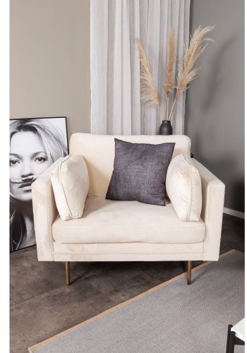 VENTURE DESIGN Boom lenestol, med armlener - kremstoff og metall